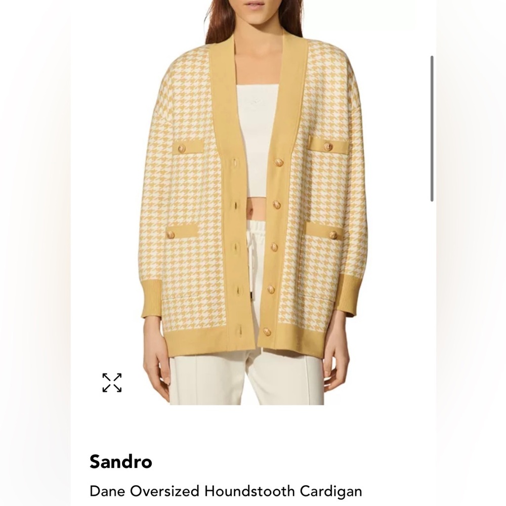 Sandro Overside Houndstooth Cardigan